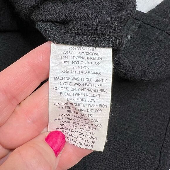 Eileen Fisher black linen blend button up top size M - Picture 13 of 15